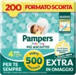 Pampers Baby Dry Maxi, Taglia 4 (7-18 kg), 200 pannolini, con 500 Punti Coccole extra in omaggio