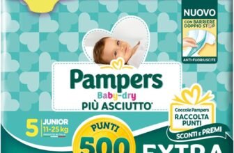 Pampers Baby Dry Junior, Taglia 5 (11-25 kg), 192 pannolini, con 500 Punti Coccole extra in omaggio