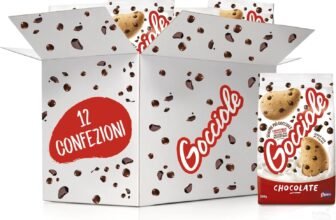 Pavesi Biscotti Frollini Gocciole Cioccolato, 12 Pack da 500 g Senza Olio di Palma