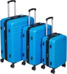 Amazon Basics Trolley rigidi Set da 3 Pezzi con rotelle girevoli, 55, 68, 78 cm, Blu chiaro
