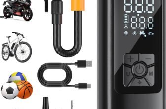 HOVVIDA Compressore Aria Portatile, Compressore Portatile, Compressore Portatile Moto, 150 PSI (10,3 Bar) 5V, Inflazione Rapida, Spegnimento Automatico, LED, per Auto, Moto, Bicicletta, Palla