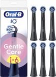 Oral-B Testine di Ricambio iO Gentle Care Nere, 6 Testine di Ricambio per Spazzolino Elettrico Oral B, Rotonde Originali per Gengive Sensibili, Setole angolate per rimuovere la placca