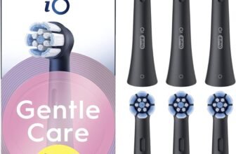 Oral-B Testine di Ricambio iO Gentle Care Nere, 6 Testine di Ricambio per Spazzolino Elettrico Oral B, Rotonde Originali per Gengive Sensibili, Setole angolate per rimuovere la placca
