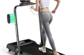 Tapis Roulant Elettrico Pieghevole, FOUSAE 5 in 1 Tapis Roulant con Inclinazione, Tapis roulant pieghevole da 12 km/h, App, Telecomando e Doppio Display LED, Nessuna Installazione Richiesta