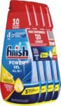 Finish Powergel Gel Detersivo per Lavastoviglie Liquido, Multiazione, Poteri Sgrassanti, Gel Lavastoglie al Limone, 120 Lavaggi, 4 Confezioni da 30 Lavaggi