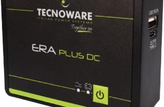 Tecnoware Mini UPS ERA PLUS DC, for WiFi/Modem, Video Surveillance, Not Suitable for PC Gaming and Console, USB-C, USB-A, PowerBank 5200 mAh, Continuous Current Surge Protection, Blackout Protection