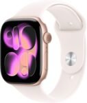 Apple Watch Series 11 GPS, Cassa 46 mm in alluminio color oro rosa con Cinturino Sport rosa fard – S/M