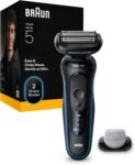 Braun Series 5 Electric Beard Shaver, Wet & Dry, Men&rsquo;s Beard Trimmer, Beard Trimmer, 50 Min Use, Body Trimmer Accessory, Wireless, 100% Waterproof, Braun Beard Trimmer, 52-B1600S, Blue