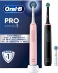 Oral-B Pro Series 3 Rechargeable Electric Toothbrushes Pink and Black with 3 Replacement Heads, 2 Toothbrushes