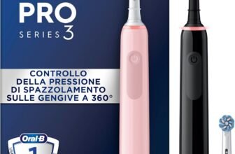 Oral-B Pro Series 3 Rechargeable Electric Toothbrushes Pink and Black with 3 Replacement Heads, 2 Toothbrushes