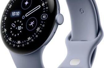 Google Pixel Watch 4 (45 mm) &ndash; Smartwatch Android con tracker per fitness e benessere, e assistente virtuale Gemini &ndash; Cassa in alluminio grigio argento &ndash; Cinturino sportivo grigio argento &ndash; Wi-Fi