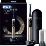 Oral-B iO10 Lunar Gold Electric Toothbrush, Ultimate Clean Head, Magnetic Charger, Travel Case, Hygienic Head Holder, Teeth Cleaning