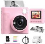 Children’s Instant Camera, 2.4 Inch 1080P Digital Camera for Children with 32 GB Card & Papier Photo, Christmas Gift for Children from 3-12 Years