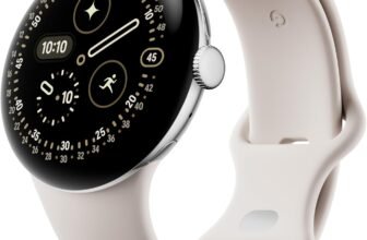 Google Pixel Watch 4 (41mm) – Android Smartwatch with Fitness Tracker and Gemini Virtual Assistant – Shiny Silver Aluminium Case – Clay Grey Sports Strap – Wi-Fi