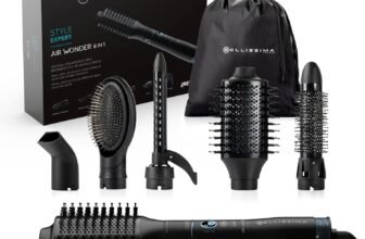 Bellissima Imetec Style Expert Air Wonder 6in1 Hot Air Brush, 6 Accessories, Ion Technology, Ceramic Coated Brushes and Argan Oil, Drying and Gives Volume, Cold Air Blow