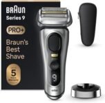 Braun Series 9 PRO +, Men’s Electric Shaver, Beard Trimmer, Precision Trimmer, Fabric Travel Case, Lithium Ion Battery, 100% Waterproof Gift Idea, 9517s Silver