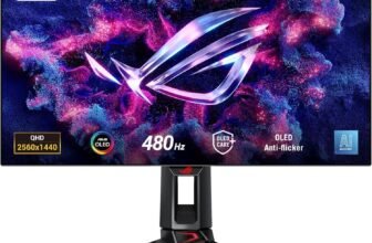 ASUS ROG Swift PG27AQDP Monitor 27&Prime;, Quad HD WOLED (2560&times;1440), HDMI e DisplayPort, 0,03 ms (GTG), 480 Hz, Compatibile con G-SYNC, OLED Care+, Nero