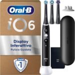 Oral-B Rechargeable Electric Toothbrush iO 6 Black, 1 Electric Toothbrush, 3 Replacement Oral B Heads, Travel Case, Effective Teeth Cleaning