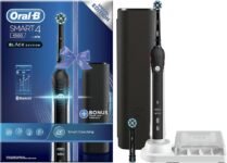 Oral-B Smart 4 4500 CrossAction Rechargeable Electric Toothbrush, 1 Connected Black Handle, 3 Modes Including Whitening and Sensitive Teeth, 2 Heads, Premium Travel Case