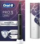 Oral-B Spazzolino Elettrico Ricaricabile Pro 3 3500 Nero, 1 Spazzolino Elettrico Oral B, 1 Testina, Custodia Da Viaggio, Pulizia Denti Efficace