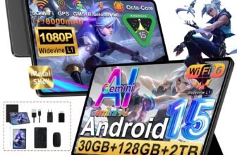 2026 ultimo Tablet 10 Pollici Android 15 Con 5G WiFi Octa-Core 2.0GHz, Gemini AI tablet, 30GB RAM+128GB ROM,Face ID, Widevine L1, 8000mAh, WIFI 5G/ GPS/ BT5.0/ OTG, Tablets con Tastiera e Mouse-Nero