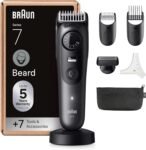 Braun Series 7 Men’s Beard Trimmer, Electric Shaver, +7 Barber Tools, ProBlade Blade Sharpened for Life, 120 Min Autonomy, Waterproof, Precision Selector 40 Lughezze, BT7525, Grey